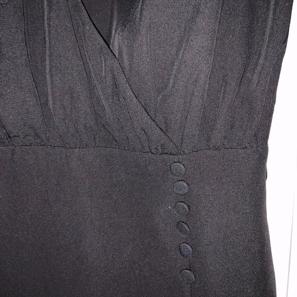 Zara Mini Dress Long Sleeve Buttons Neck Tie Black Y2K Academia Goth Size S - Picture 5 of 13